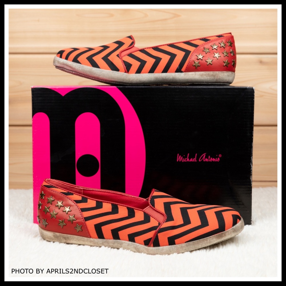 SLIP ON FLATS OXFORD BLACK PRINT STUD SNEAKERS - Picture 2 of 16